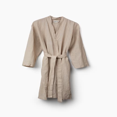 BOKSER French Linen Robe, Small/Medium 48" L, Putty Heather